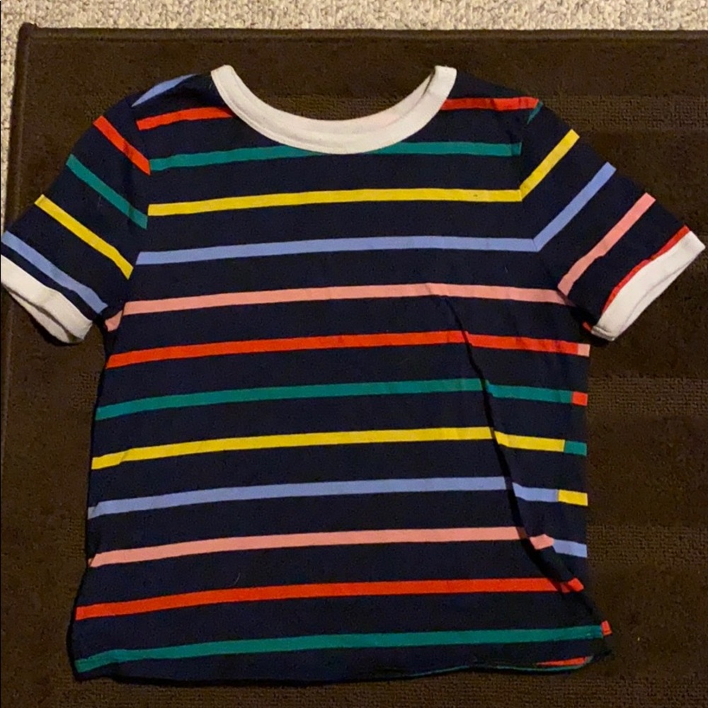 Rainbow striped shirt sleeve shirt